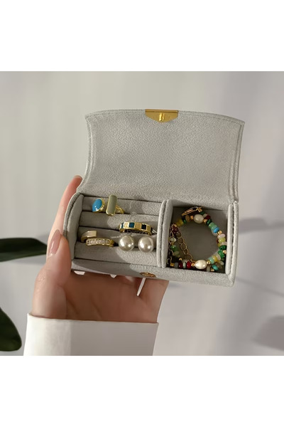 Choice H Portable Luxury Velvet Jewelry Storage Box for Women Rust-Resistant ...