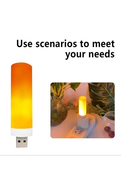 Choice 2 Piece USB LED Flame Light Night Lamp Simulated Flame Bulbs Night Fla...
