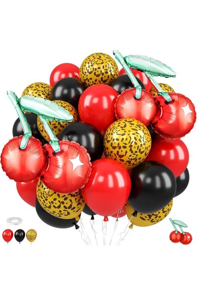 Generic مجموعة بالونات بطبعة الفهد مع بالونات من رقائق الكرز، بالونات بطبعة ا...