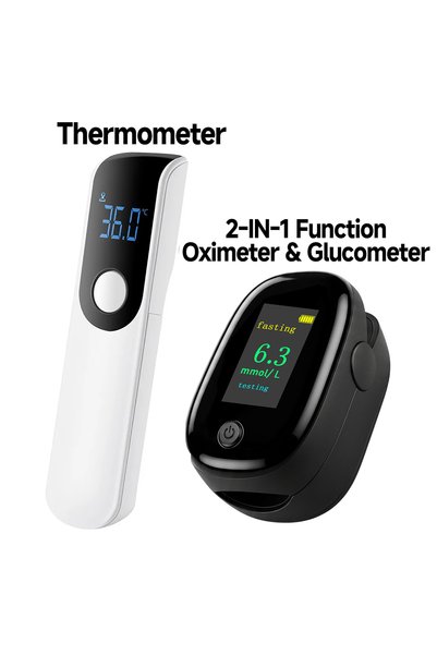 Choice White Set Non‑Invasive Glucometer & Oximeter 2-IN-1 Function Fingertip...