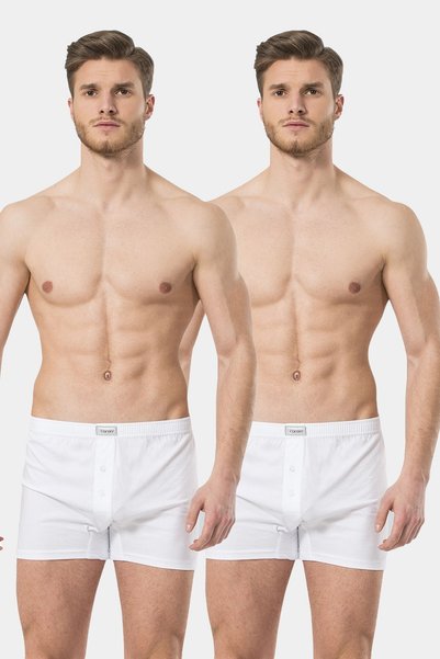 TÜREN Men's 100% Cotton Buttoned Boxer Briefs 2-Pack