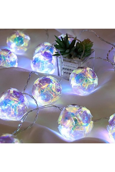 Choice 1.5M10LED فضي 1 قطعة 1.5M10LED سلسلة أضواء زهور كروية مطرزة بالليزر ال...