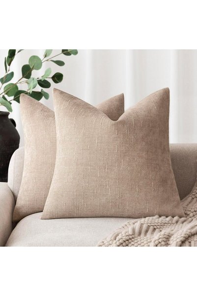 Generic Set of 2 Soft Textured Chenille Throw Decorative Pillow Covers Square...