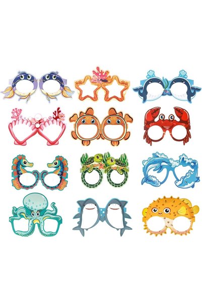 Generic 12 Pcs Ocean Animal Party Photo Booth Glasses, Underwater Sea Creatur...