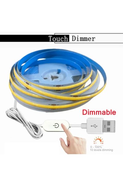 Choice شريط إضاءة LED COB بطول 1 متر، 5 فولت، USB، 8 مم، أبيض بارد، مع خاصية ...