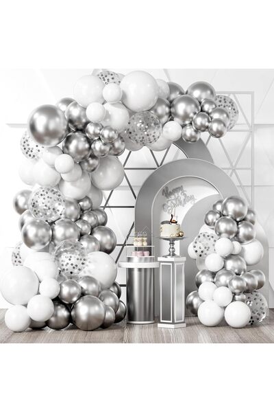 Generic Balloon Arch & Garland Kit | 100 Silver Balloons,Birthday Party Decor...