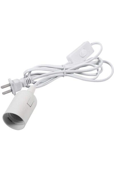 Choice EU Plug WHITE Lamp Base Holder Power Cord Cable 1.8m E27 EU Hanging Pe...