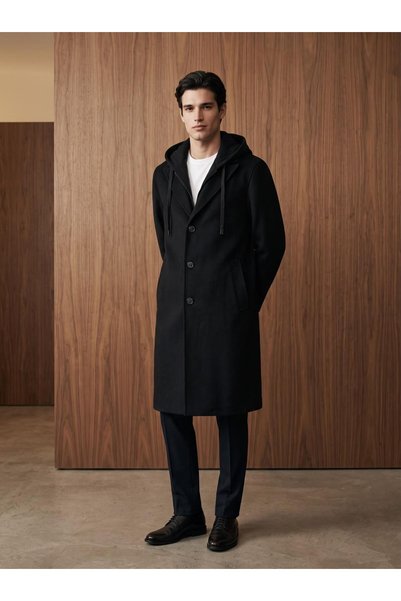 RHONES MEN'S WINTER COAT WITH REMOVABLE HOOD AND MELTON COAT TRIM