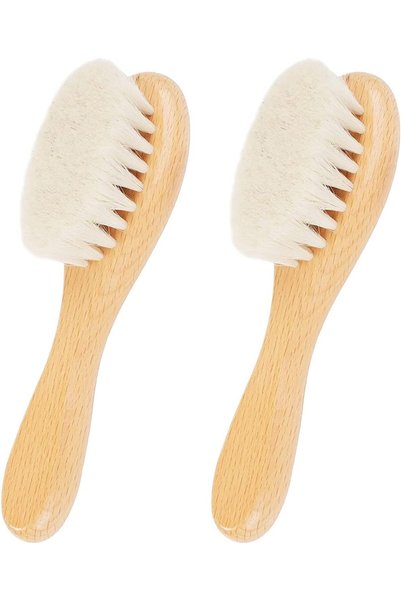 Generic Baby Hair Brush, 2 Pcs Baby Hair Brush with Wooden Handle, Natural So...