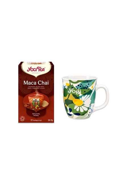 Yogi Tea Pachet Ceai bio Maca Chai, 17x2.1g (35.7g) si Cana de portelan pentr...
