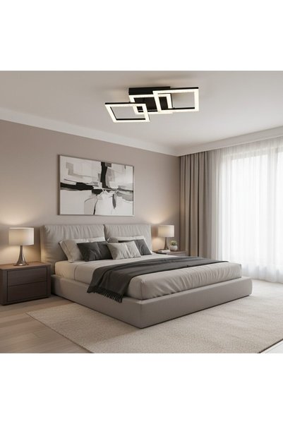 OEM Lustra LED cu telecomanda GEO 43W, 3 Patrate, lumina Rece/Calda/Neutra, D...