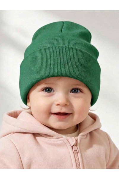 TNR SPORT Foldable Green Beanie for Children and Babies