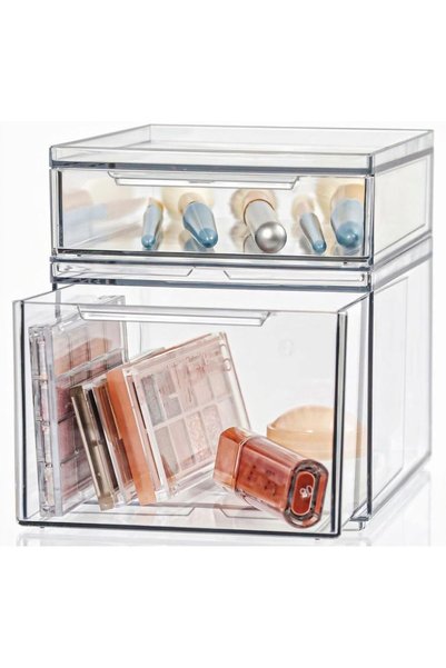 Generic 2-Piece Stackable Clear Acrylic Storage Drawers for Cosmetics, Makeup...