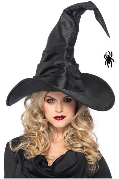 Generic Witch Hat for Woman, Wicked Witch Hats Large Wide Brim Pleated Fancy ...