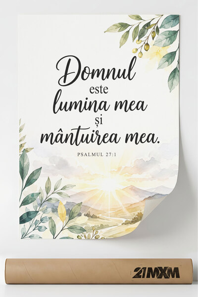21mxm Poster Crestin cu Verset Biblic despre Credinta si Mantuirе - "Domnul E...