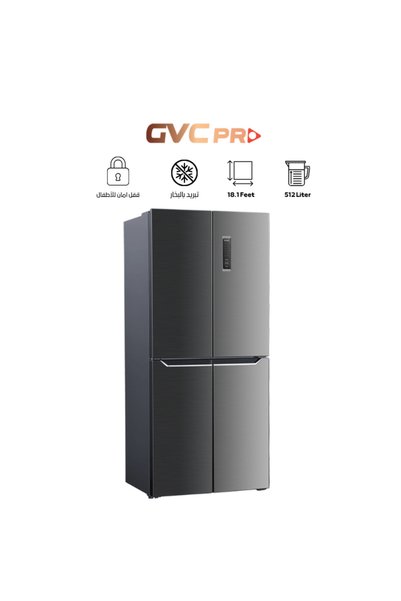 GVC PRO ثلاجة دولابي 4ابواب جي في سي برو 512 لتر , 18 قدم ، اسود سليفر - GVRF...