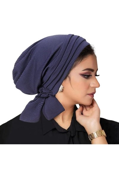 Generic حجاب نسائي خفيف الوزن للعلاج الكيميائي، غطاء رأس منحني مربوط مسبقًا م...