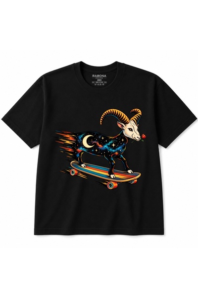 Rabona Fashion Cosmic Goat Rider – Galaxy-Patterned Goat on a Skateboard and ...