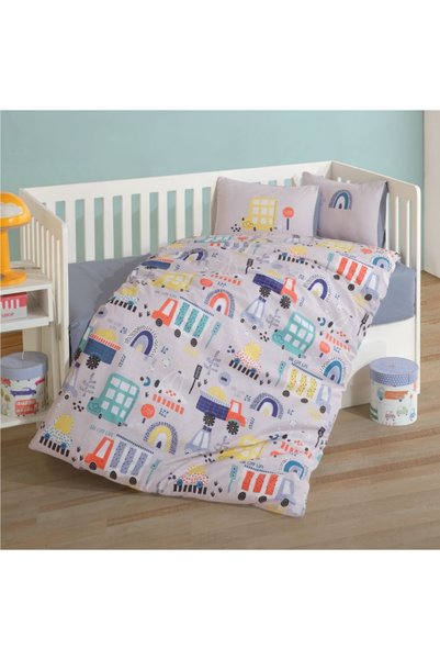 Talis Big City Baby Crib Linen Blue (100% Cotton )
