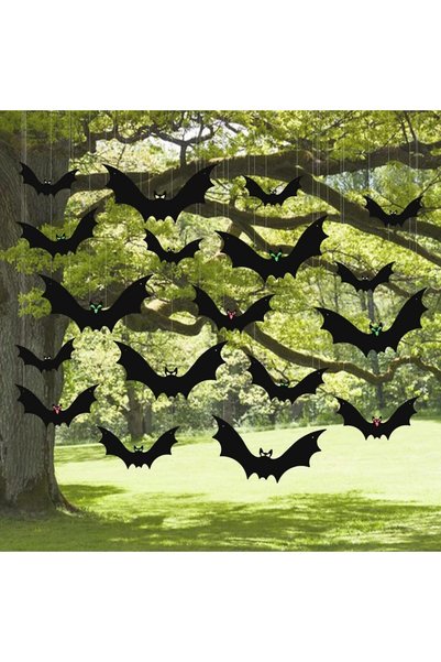 Generic Halloween Bat Decorations, 12Pcs Large Flying Halloween Bats Outdoor ...