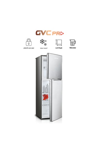 GVC PRO ثلاجة بابين جي في سي برو 182 لتر سيلفر - GVDS-300