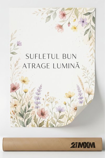 21mxm Poster Decorativ cu Mesaj Inspirational despre Bunatate - "Sufletul Bun...