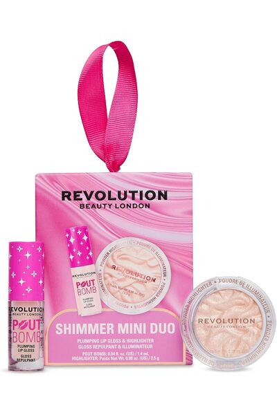 Revolution Shimmer lip & cheek duo, mini highlighter & gloss