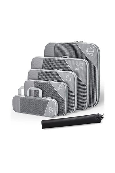 Fawoonu 6-Piece Compression Packing Cubes Set Honey Comb Organizers