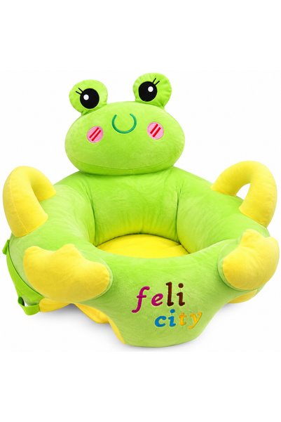 odjas Fotoliu Bebeluși din Pluș Feli City, Model Broscuță Verde, Scăunel Moal...