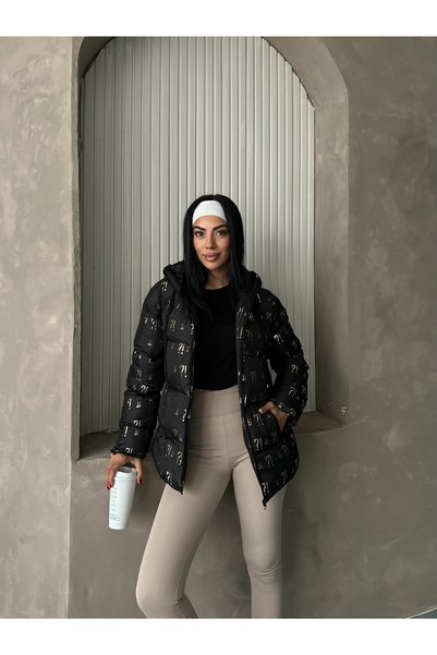 Fashionbox Geacă matlasată pentru femei cu imprimeu auriu 27003