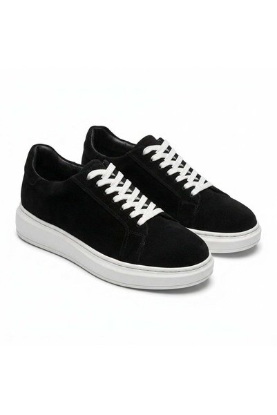 PaulStyle Adidasi barbati din piele naturală, M-112, negru-velur ta