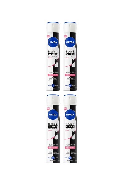 NIVEA 4x PACK Antiperspirant Spray Black & White Clear 200ml, 72h