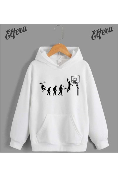 ELFERA هودي مطبوع عليه تصميم كرة السلة، مناسب للرجال والنساء.