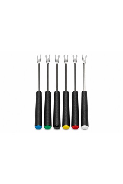 Colours Forks Set of 6 Cheese and Appetizer Forks – Black Handles, Metal Tips...