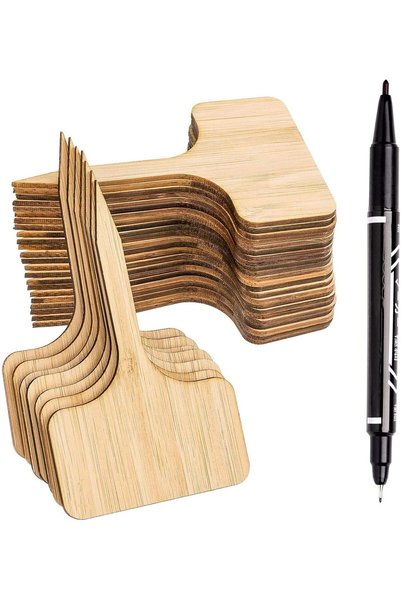 Generic Bamboo Plant Labels, 30PCS T-Type Wooden Plant Marker with Marker Pen...
