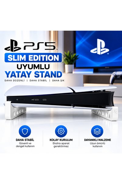 PS5 Slim Edition Uyumlu Yatay Stand – BEYAZ