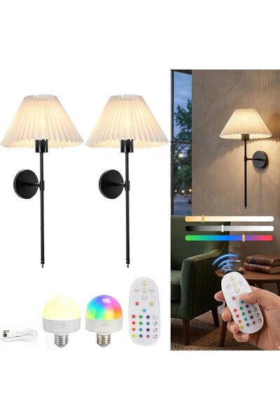 Generic Battery Operated Wall Sconce Set of 2,Rechargeable Wall Lights with D...