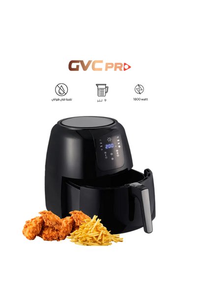 GVC PRO جي في سي برو قلاية هوائية 9 لتر مع ملحقات أسود - GVCAF-900D
