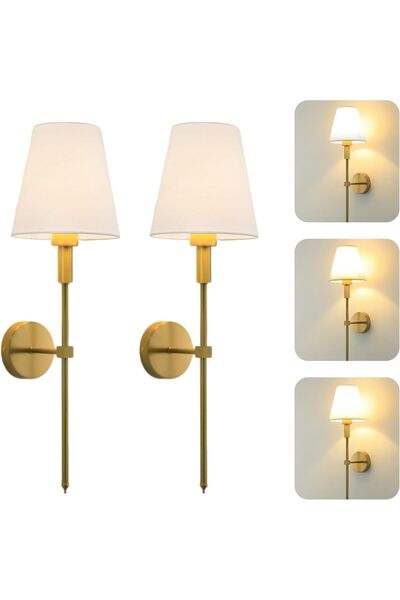Generic Wall Sconces Sets of 2, Hardwired Classic Brushed Brass Sconces Wall ...