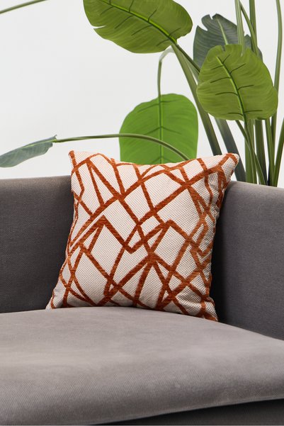 NisanurHome Modern Decorative Cushion Cover with White Geometric Stripes and ...