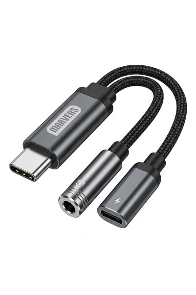 Bionic 2-in-1 Adapter Cable | Type-C to 3.5mm Audio Jack & Type-C Charging Sp...