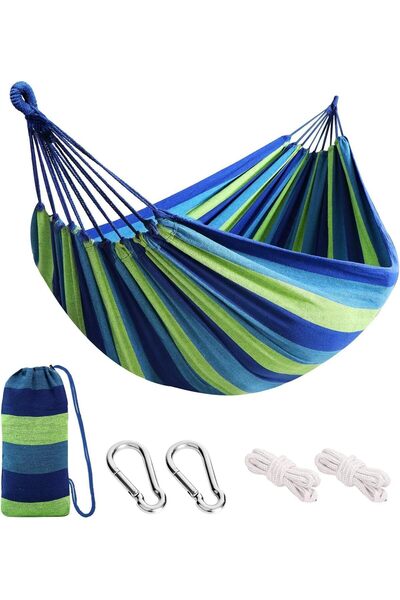 Generic Cotton Hammock, Portable, Comfortable Fabric, with Tree Straps, Suppo...