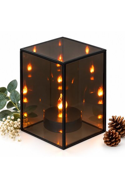 Zortiva Lampa Felinar decorativ LED Zortiva, Efect oglinda 3D, Iluminare tip ...