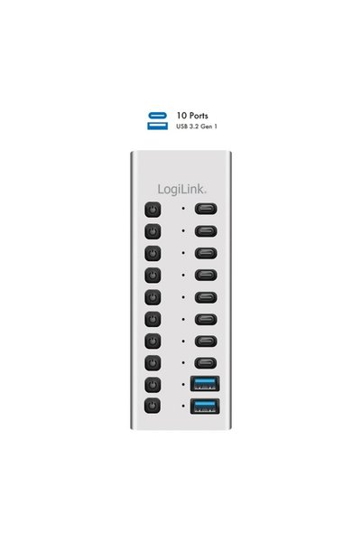 LogiLink Hub USB3.2 Gen1 10 porturi USB-A/C, comutator pornit/oprit
