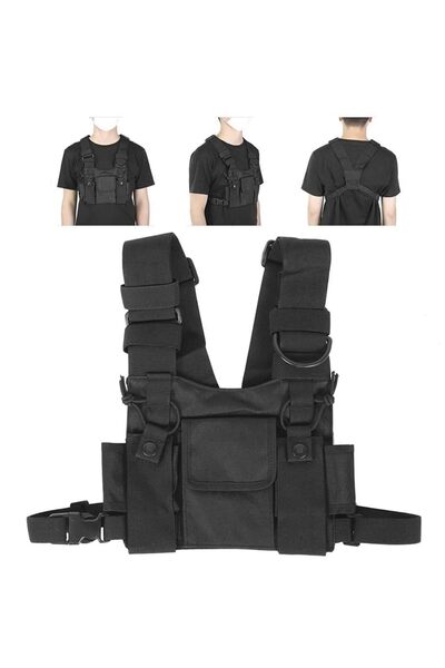 SYOSI Black Chest Bag - Shoulder Holster & Radio Harness, Front Pack Pouch fo...