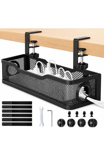 Generic Under Desk Cable Management Tray, Metal Cable Tray with Clamp for Des...