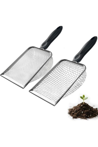 Generic 2 PCS 2-in-1 Gardening Soil Sifter Set with 3.8/5mm Mesh, Garden Siev...
