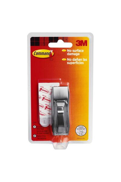 COMMAND Modern Reflections Medium Metal Hook with Strips, Brushed Nickel - No...