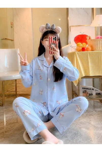 Generic Women Traditional Ornamental Print Pajama Set One Size, Long Sleeve T...