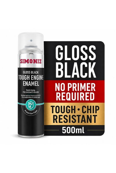 SIMONIZ Tough Engine Enamel Spray Paint 500 ml, Gloss Black - Aerosol Enamel ...